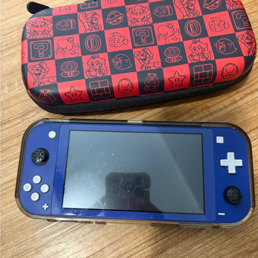 Nintendo Switch Lite Handheld Console - Blue with Red Mario Case